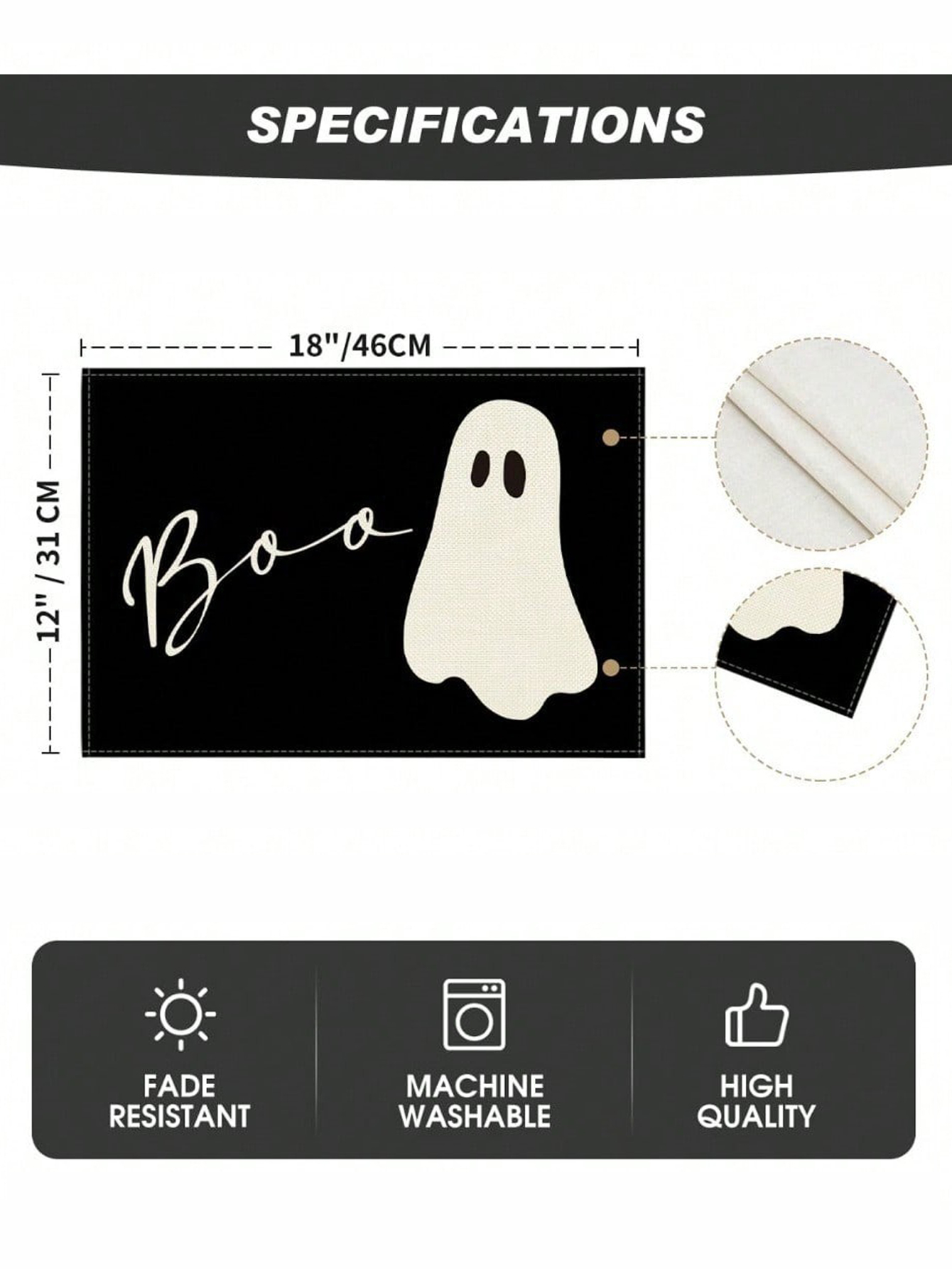 Ghost Halloween Placemat Customization Party Kitchen Dining Decor
